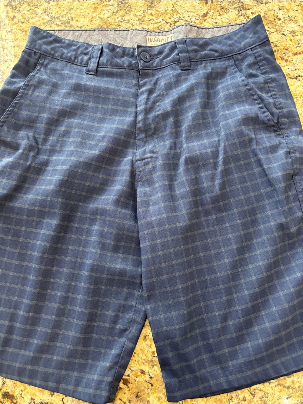 Hang Ten Blue Plaid Flat-Front Men’s Shorts